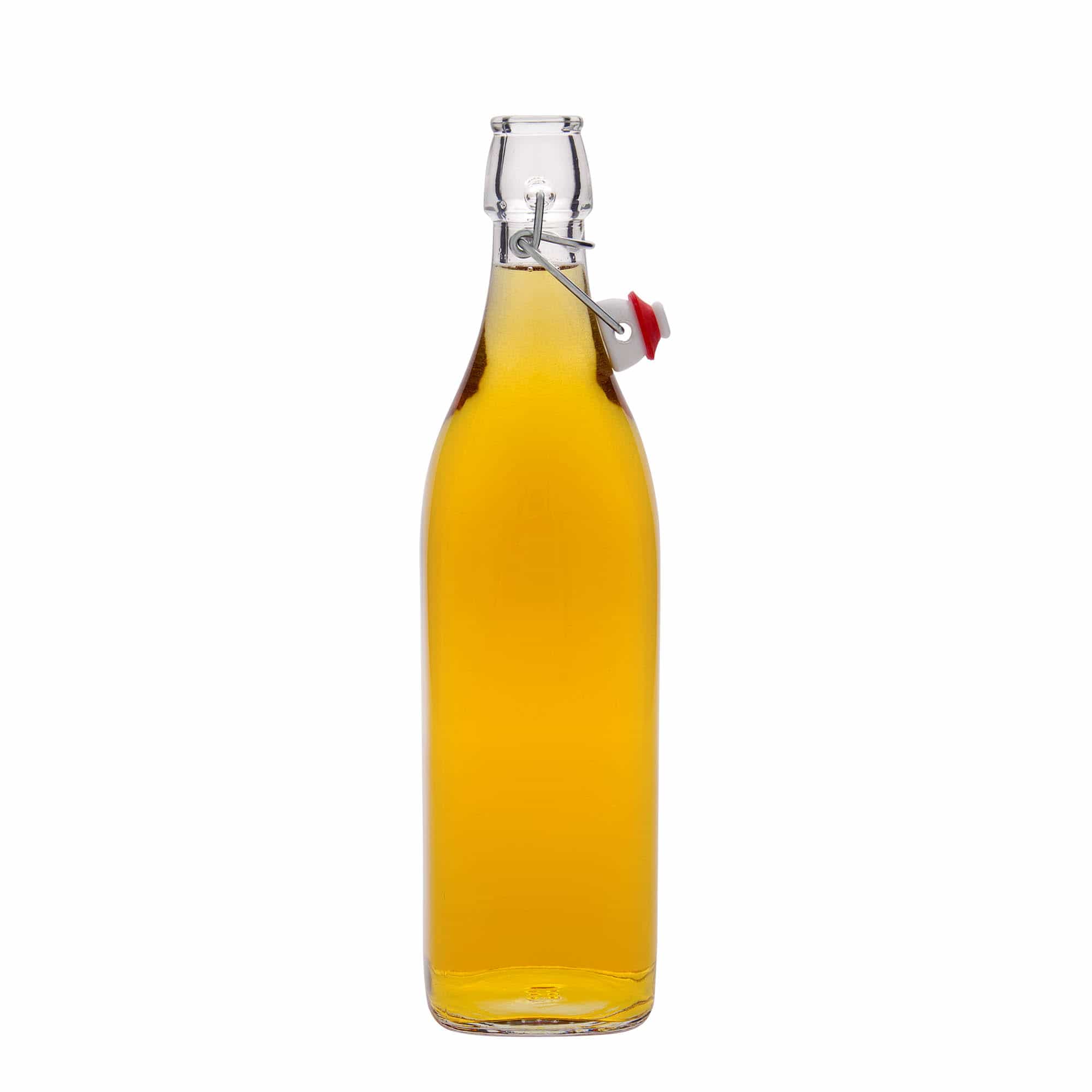 Skleněná lahev 1000 ml , 'Swing', čtvercová, uzávěr: třmenový uzávěr