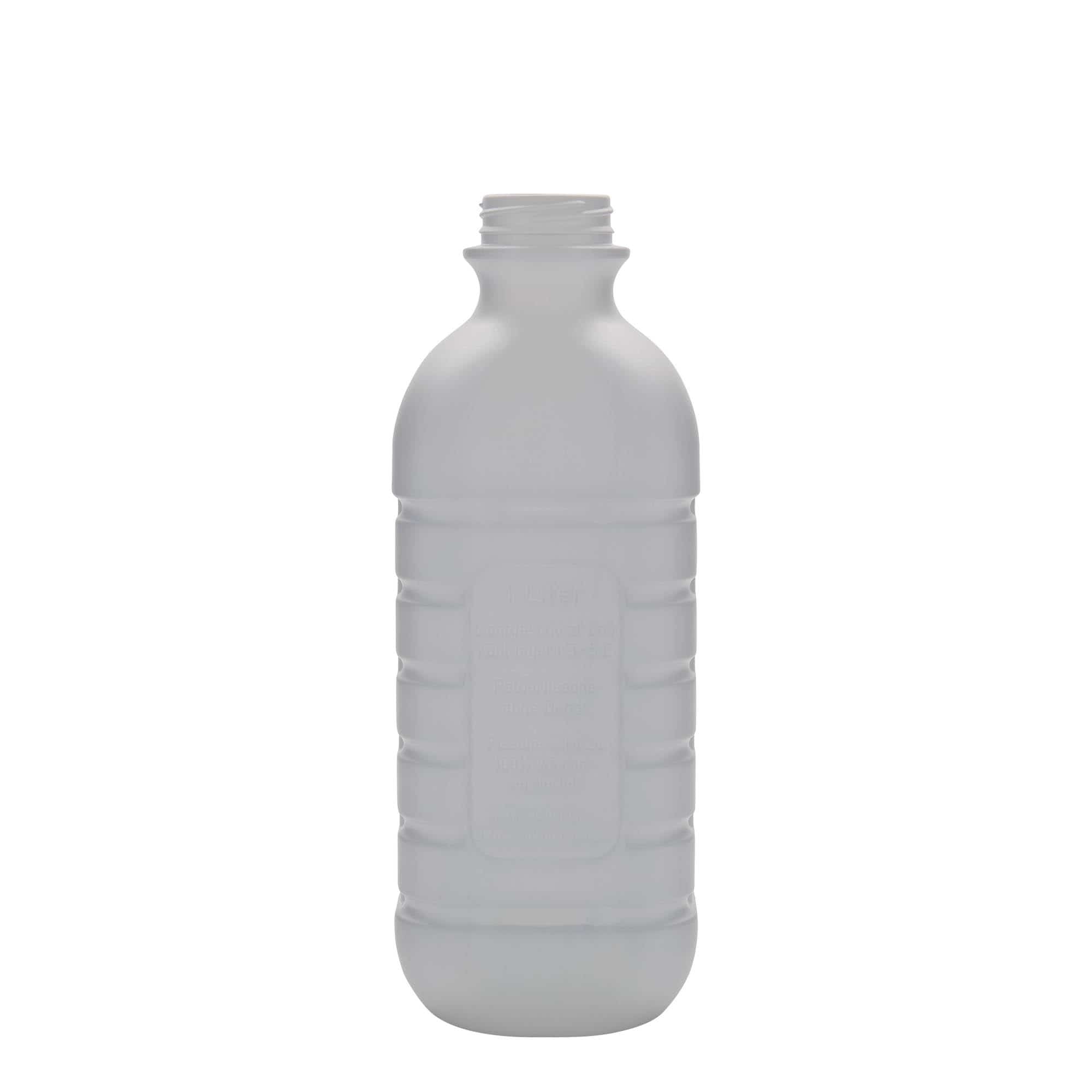 Lahev na mléko 1000 ml, hranatá, plast HDPE, přírodní, uzávěr: PEHD40