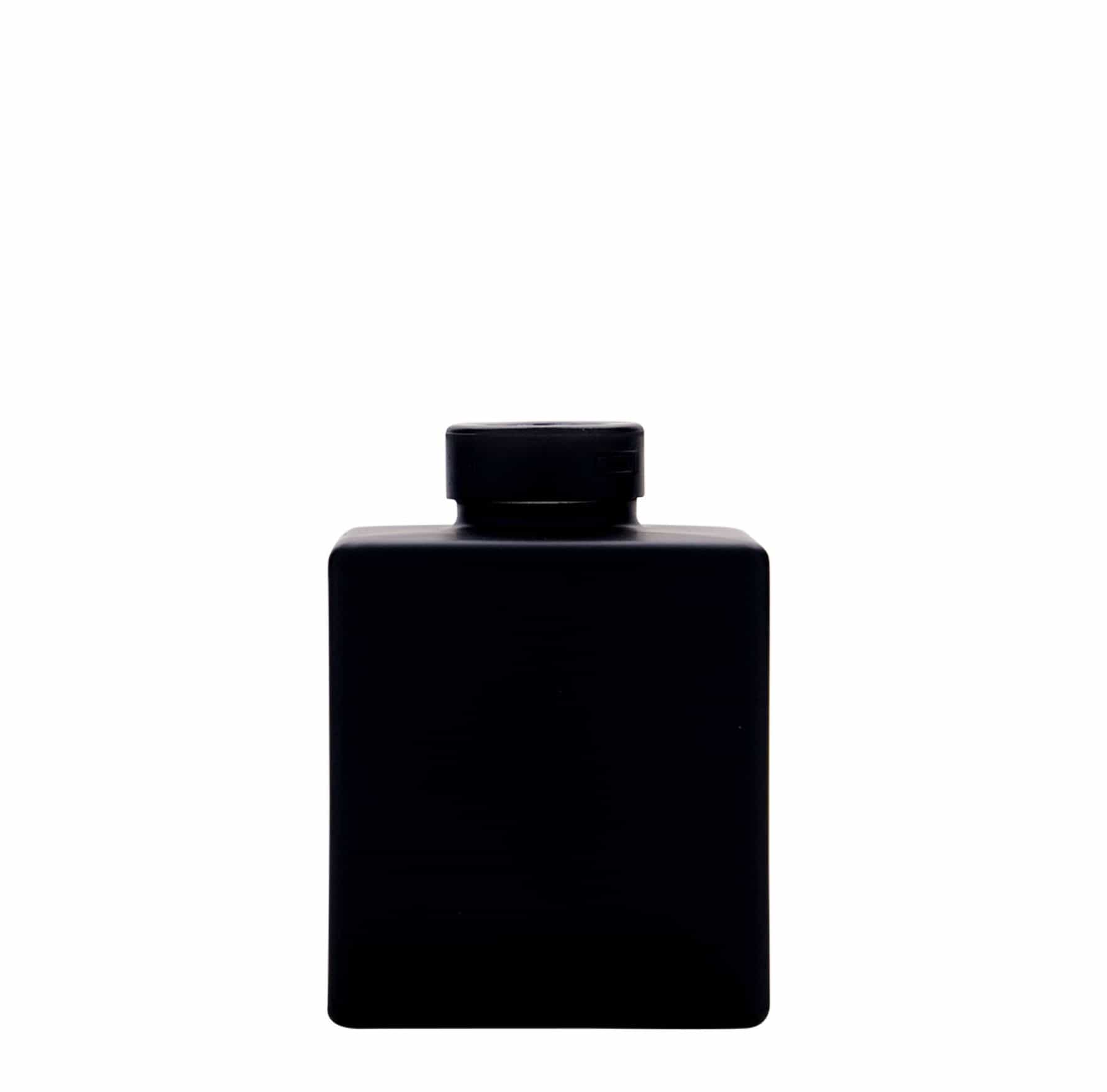 Skleněná lahev 500 ml 'Cube', čtvercová, černá, uzávěr: korek