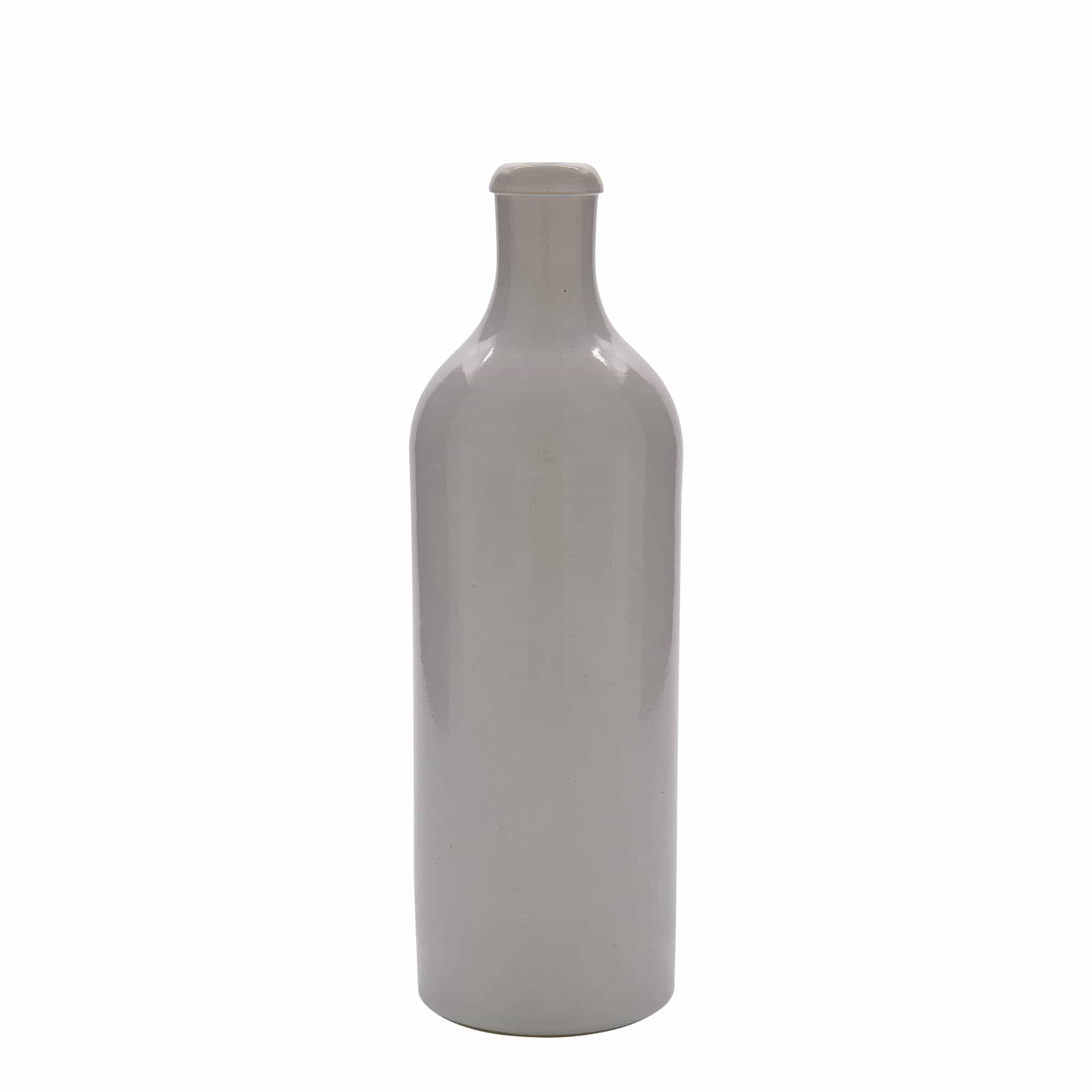 Hliněný džbán 750 ml, keramika, bílý, uzávěr: korek