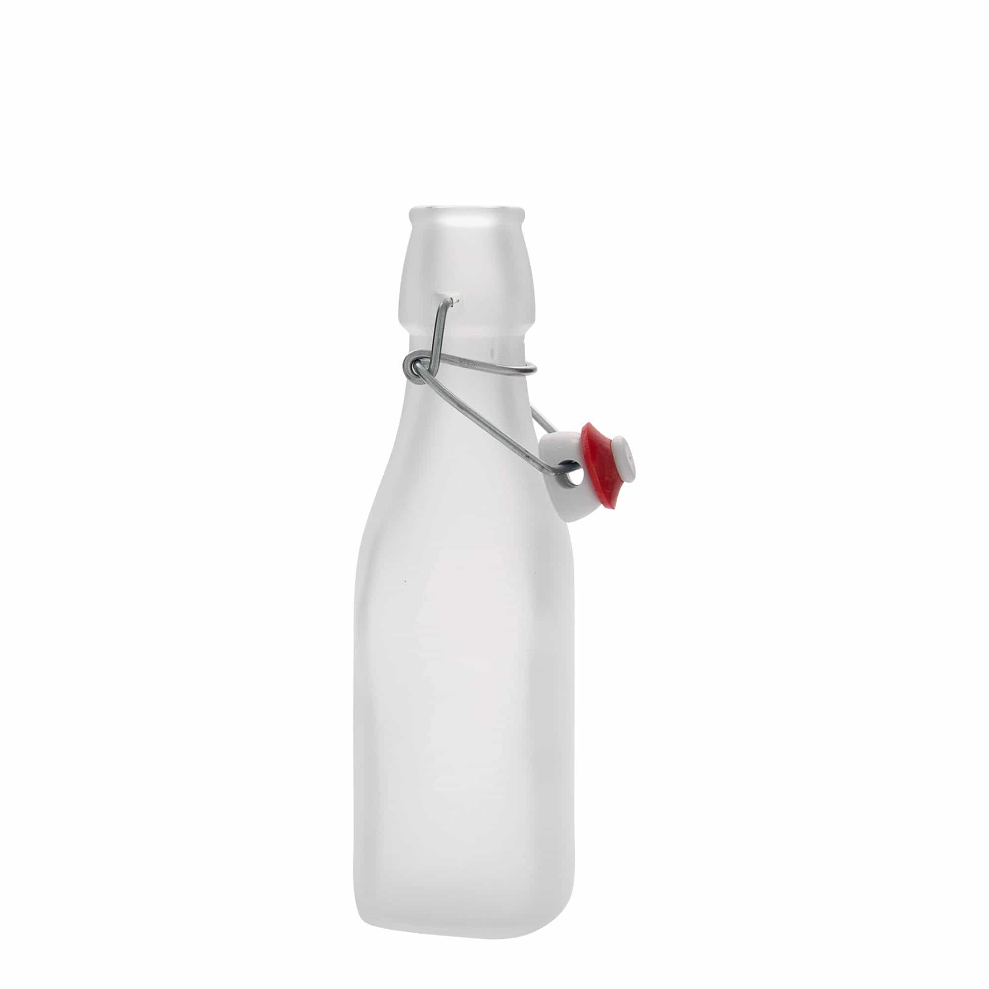 Skleněná lahev 250 ml , 'Swing', čtvercová, bílá, uzávěr: třmenový uzávěr