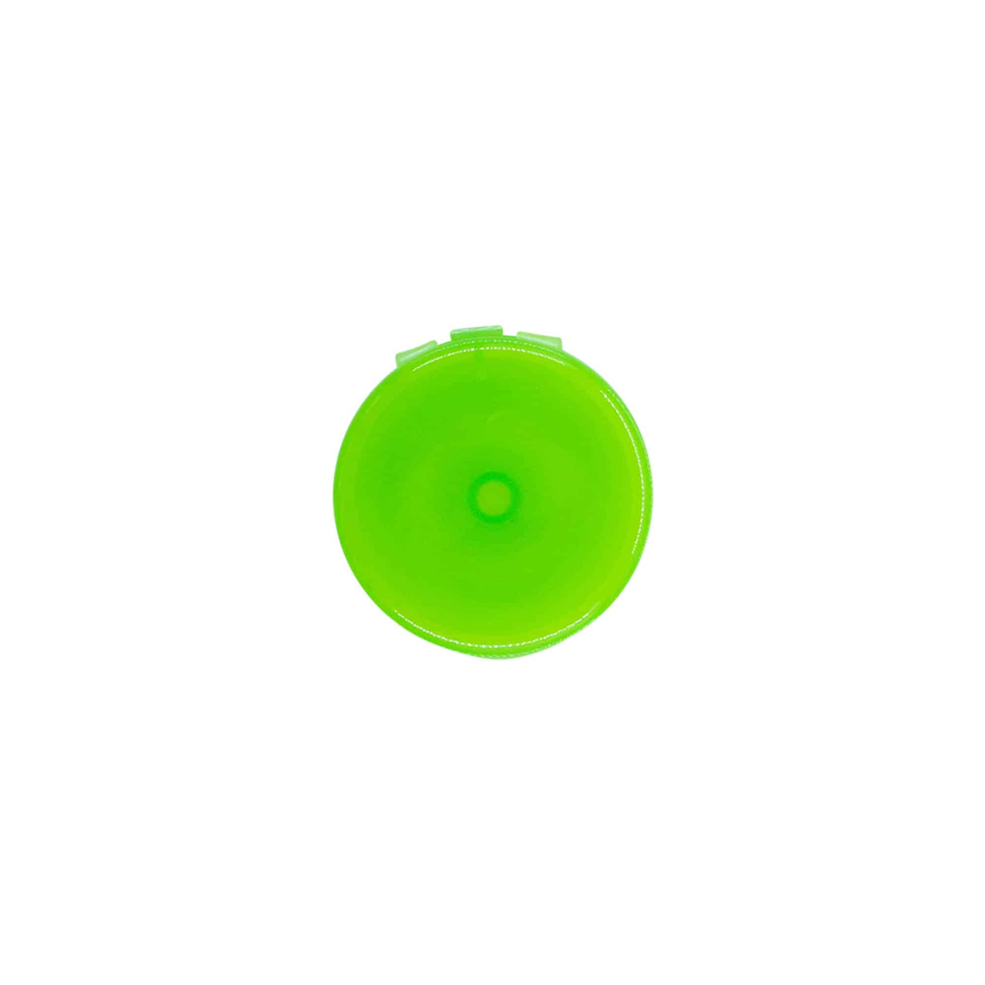 Šroubovací uzávěr s výklopnou krytkou, plast PP, zelený, pro ústí: GPI 24/410