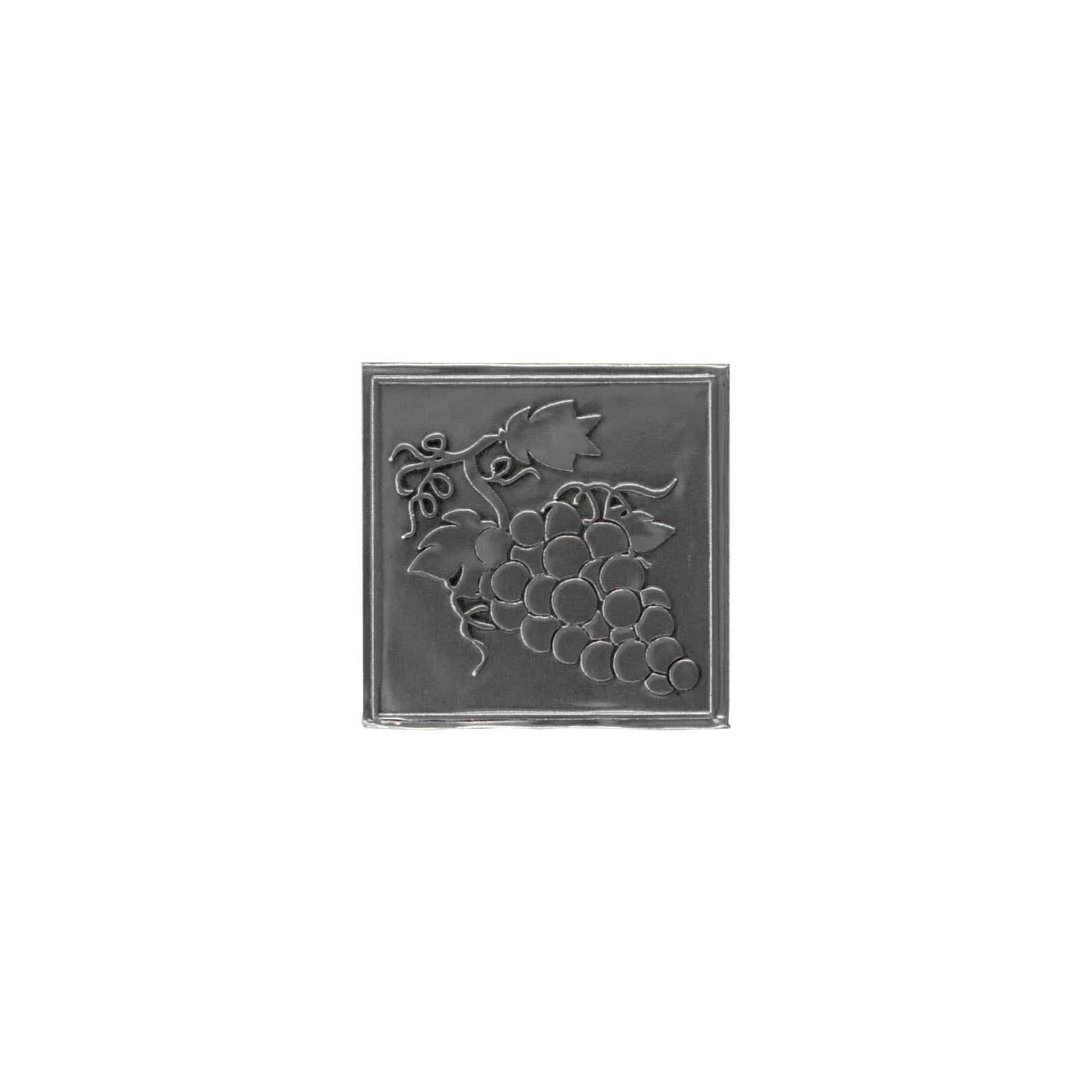 Cínový štítek 'Hrozen', čtvercový, kov, stříbrný