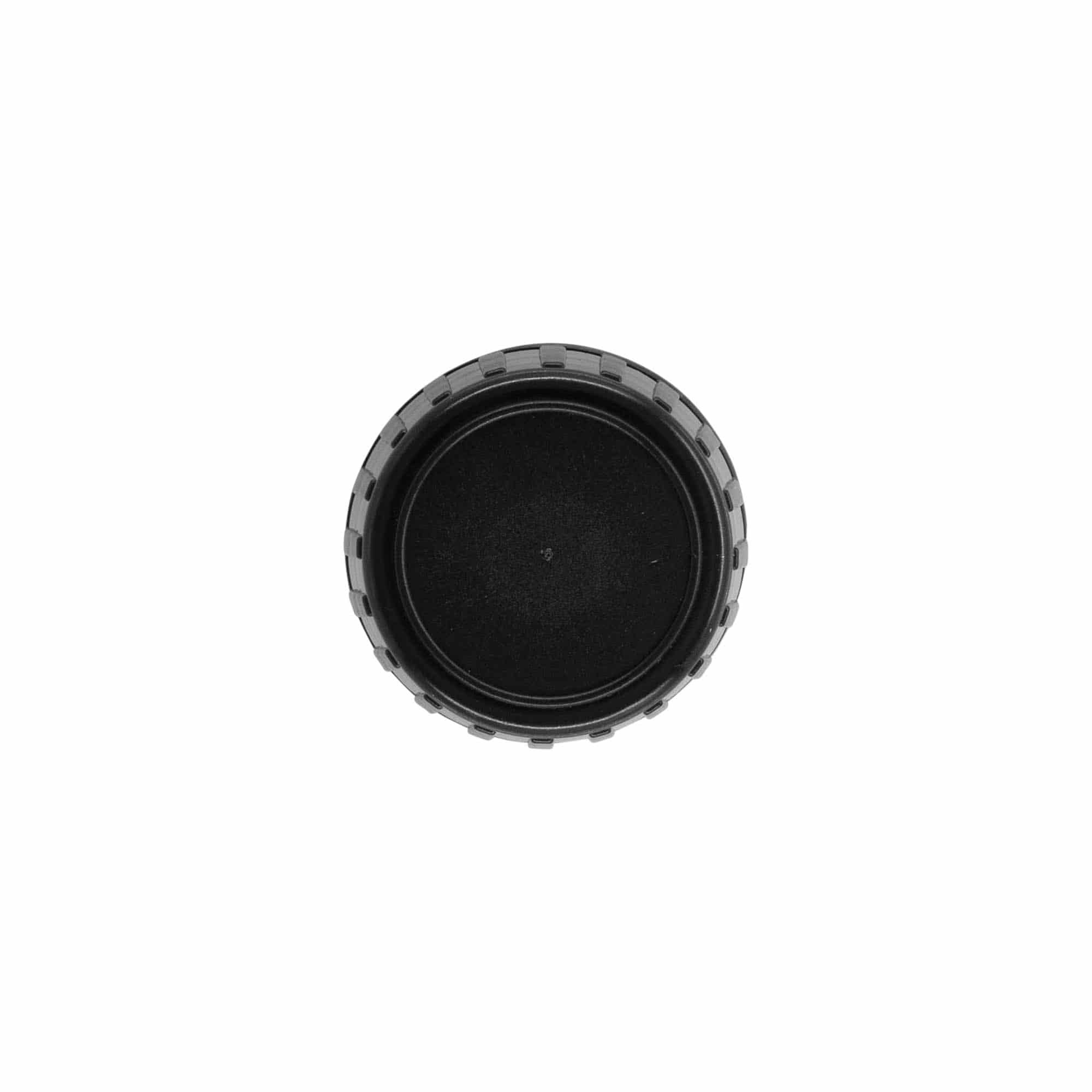 Šroubovací uzávěr s trhacím kroužkem, plast PP, černý, pro ústí: DIN 28