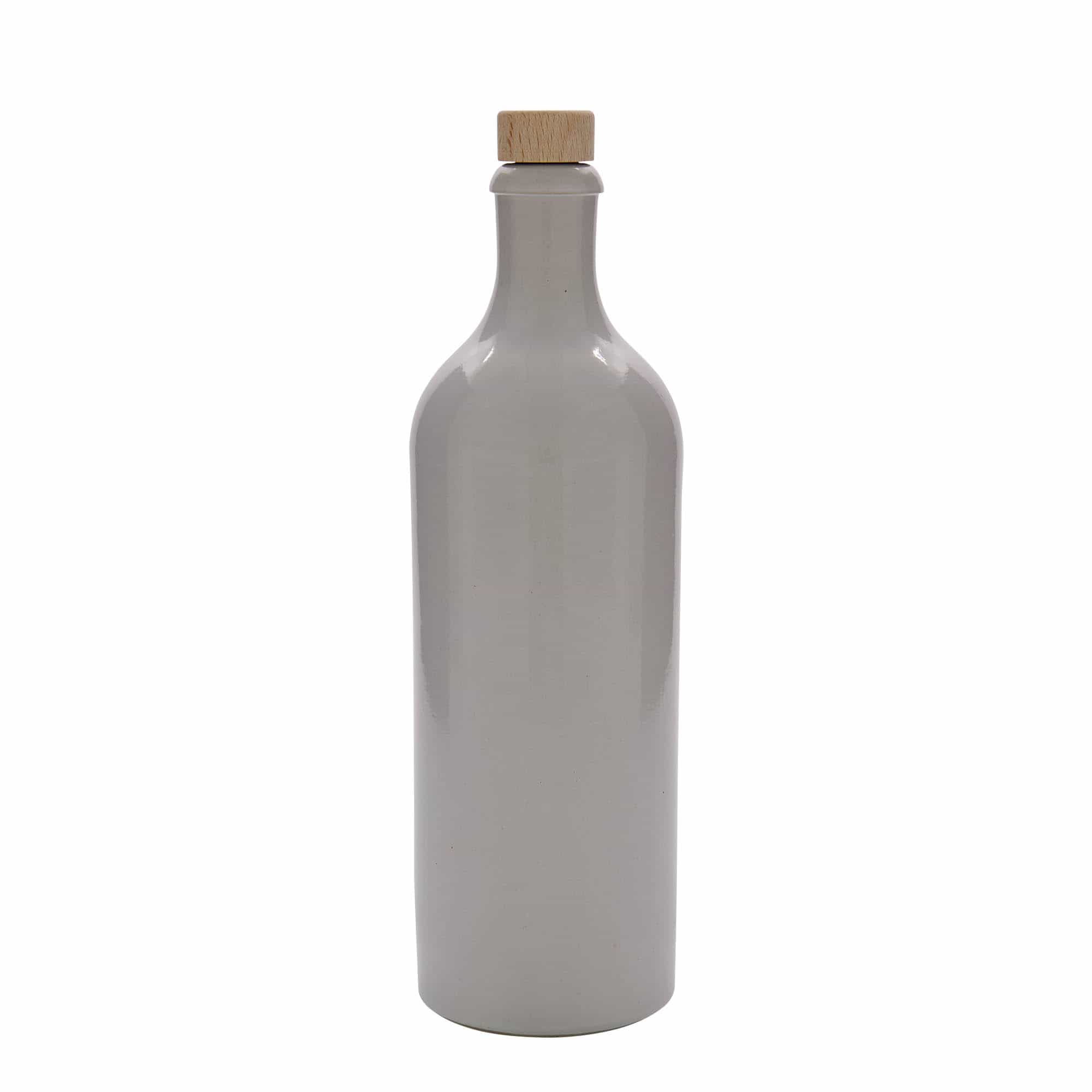 Hliněný džbán 750 ml, keramika, bílý, uzávěr: korek