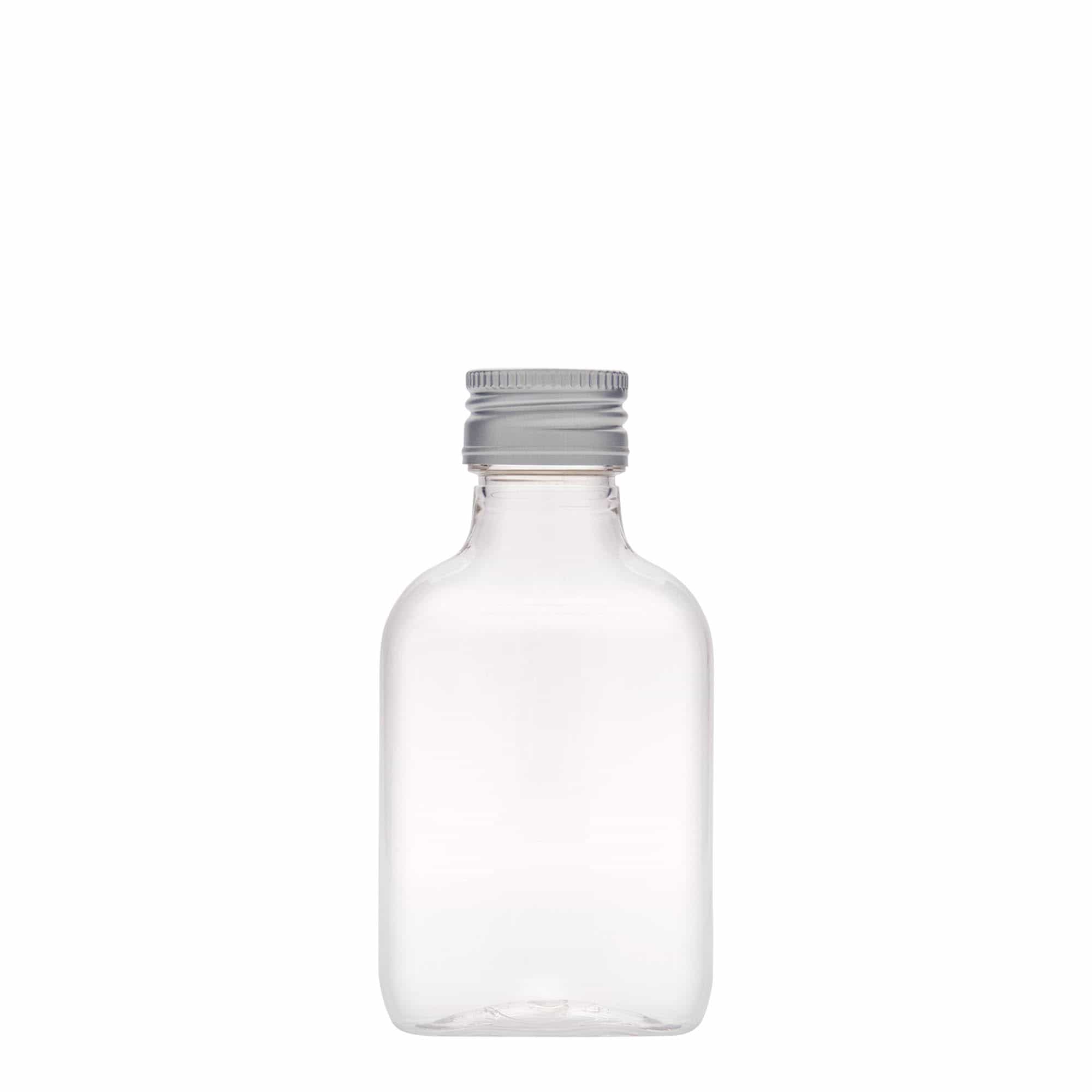 Kapesní lahev 100 ml , oválná, plast PET, uzávěr: PP 28