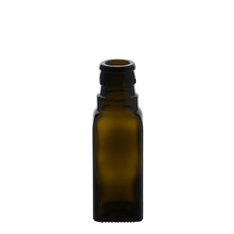 Lahev na ocet/olej 100 ml 'Quadra', sklo, čtvercová, starožitná zelená, ústí: DOP