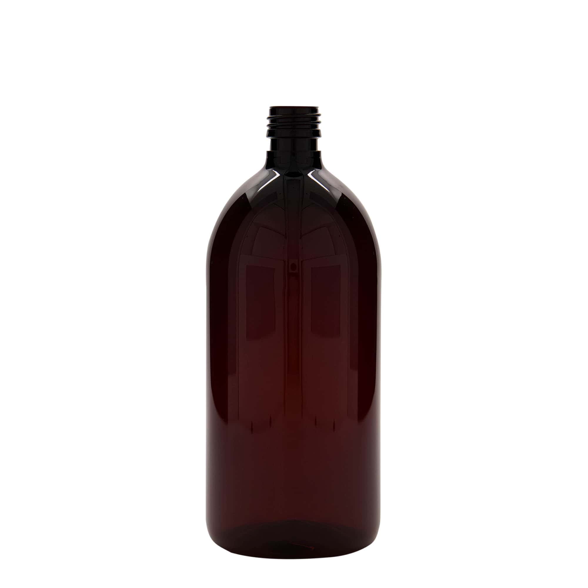 Lékovka PET 1000 ml, hnědá, plast, ústí: PP 28