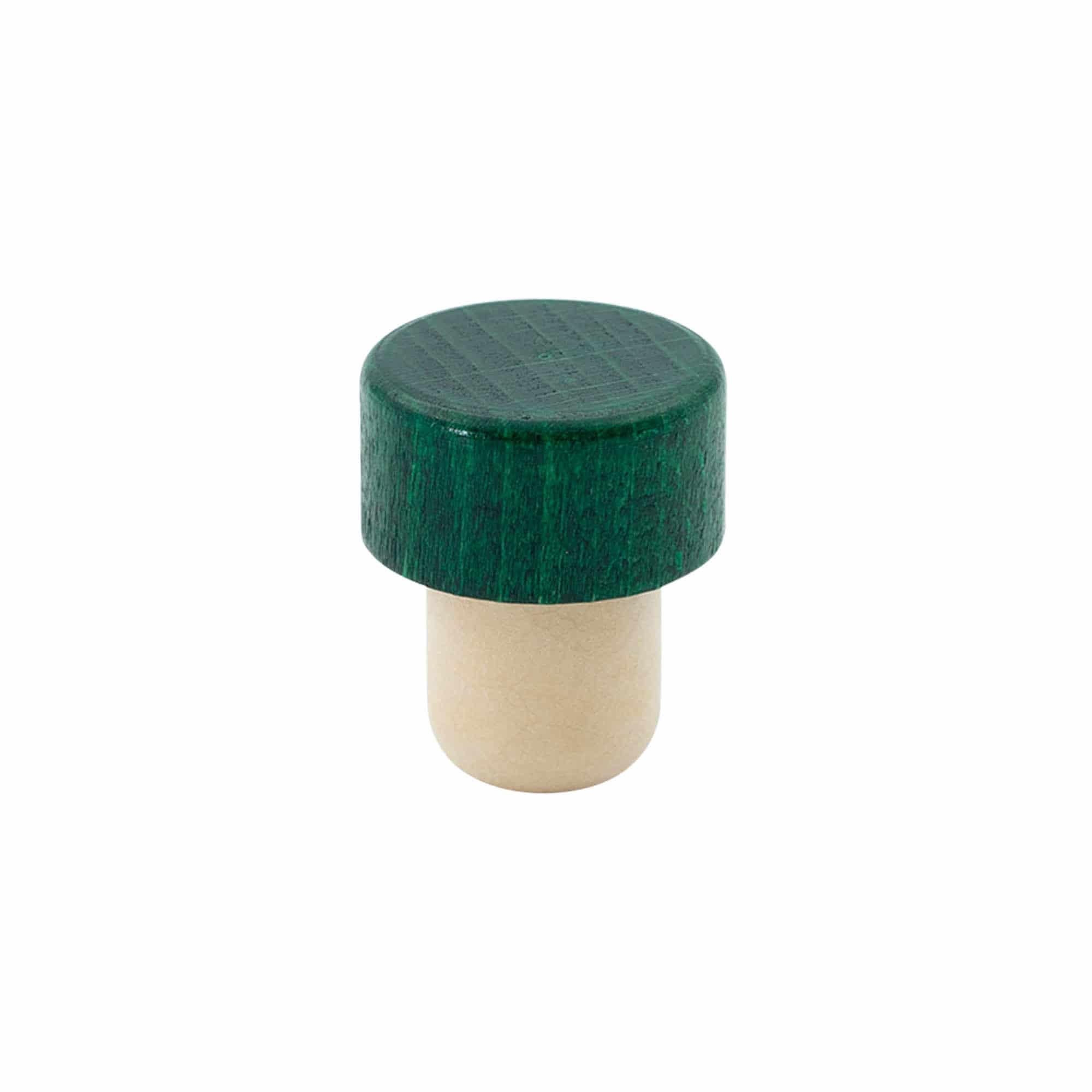 Korek s úchytem 19 mm, dřevo, zelený, pro uzávěr: korek