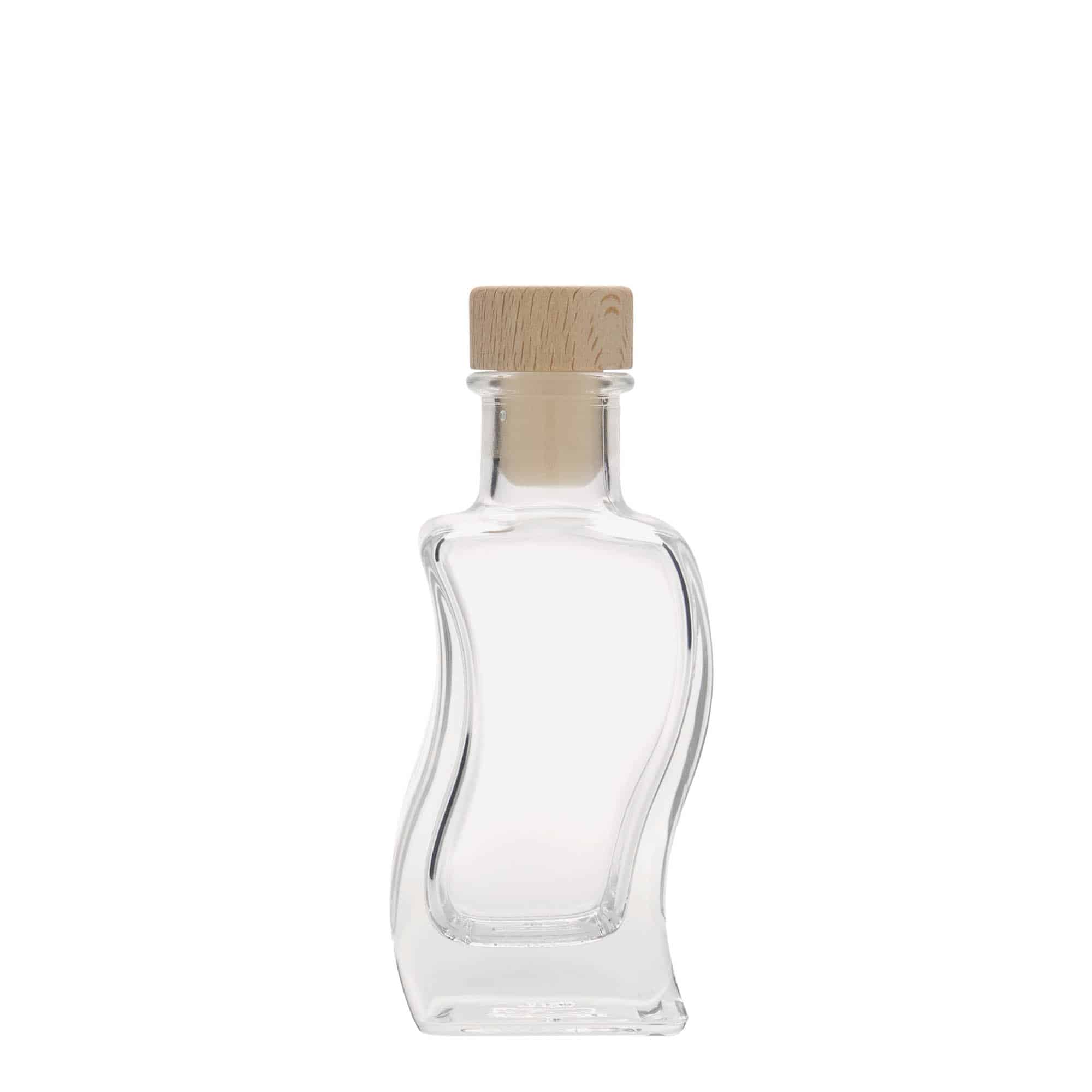 Skleněná lahev 100 ml 'Vlna', čtvercová, uzávěr: korek