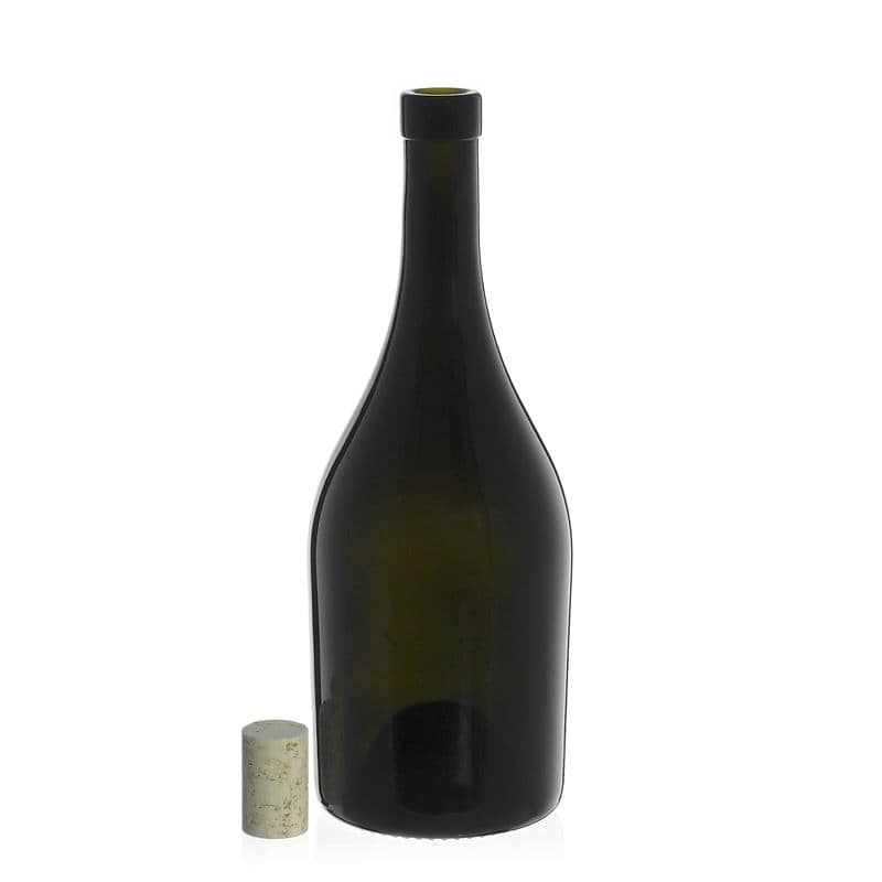 Lahev na víno 750 ml 'Exclusive', starožitná zelená, uzávěr: korek