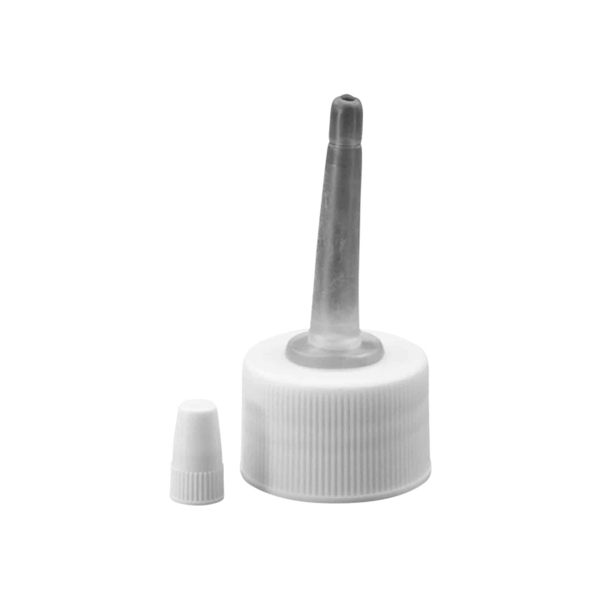 Šroubovací uzávěr s aplikátorem, plast PP, bílý, pro ústí: GPI 24/410