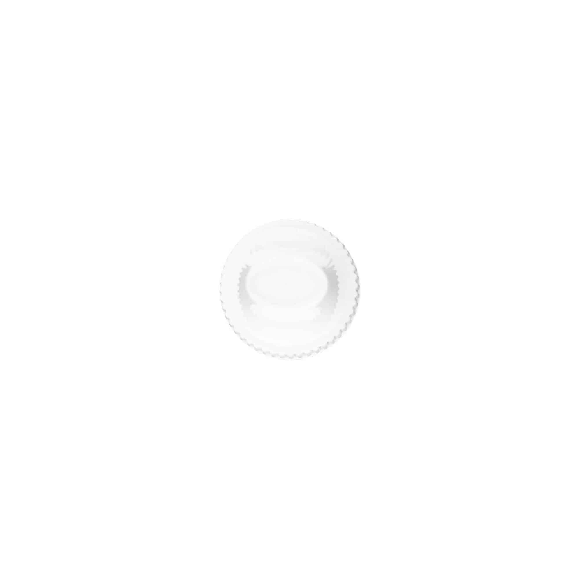 Šroubovací uzávěr s odtrhávacím kroužkem a dětskou pojistkou pro 'E-Liquid', plast PP, bílý