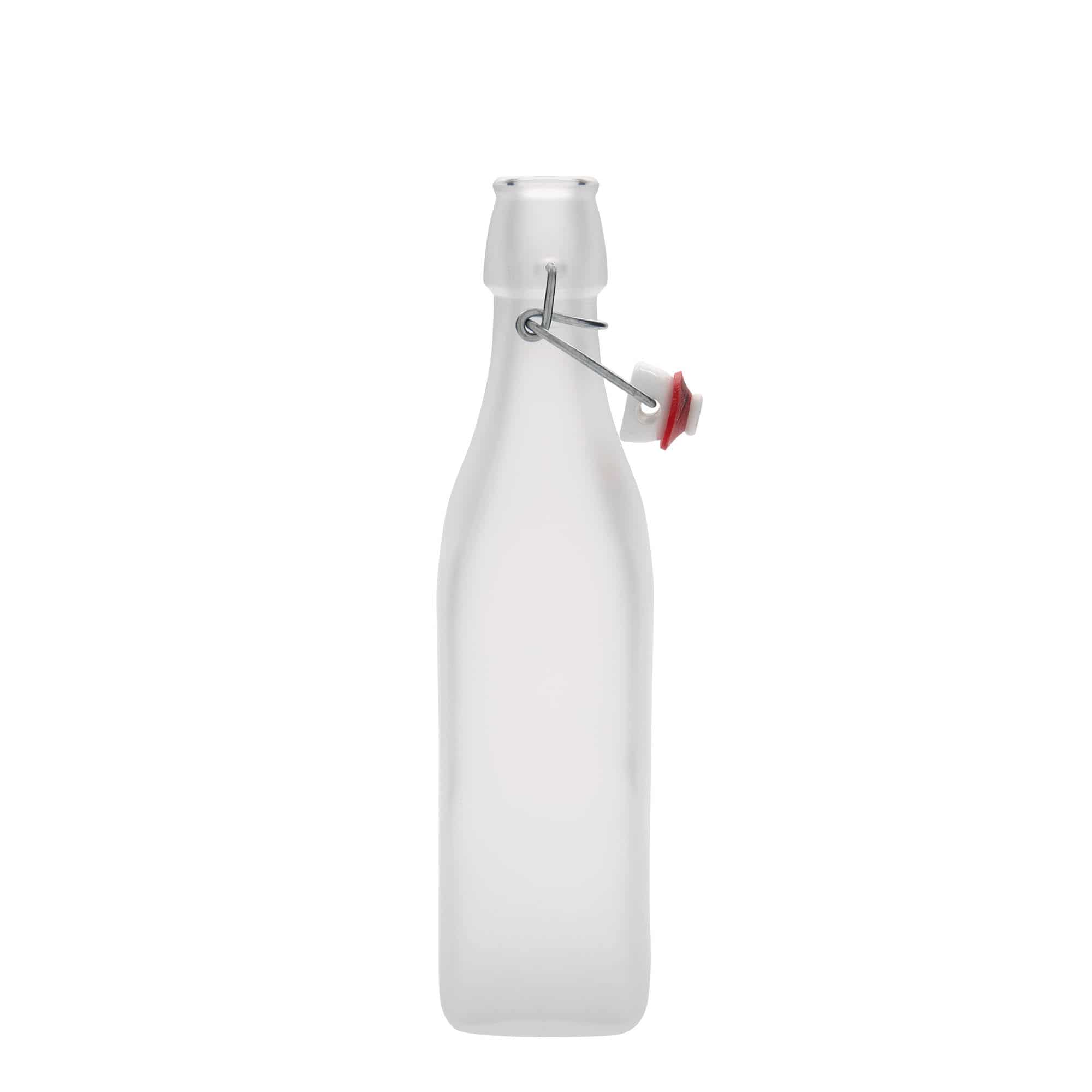Skleněná lahev 500 ml , 'Swing', čtvercová, bílá, uzávěr: třmenový uzávěr