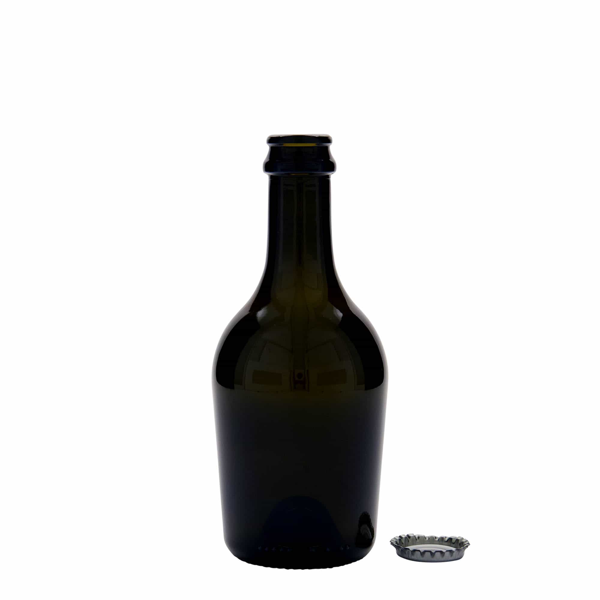 Pivní/sektová lahev 330 ml 'Butterfly', sklo, starožitná zelená, ústí: korunkový uzávěr