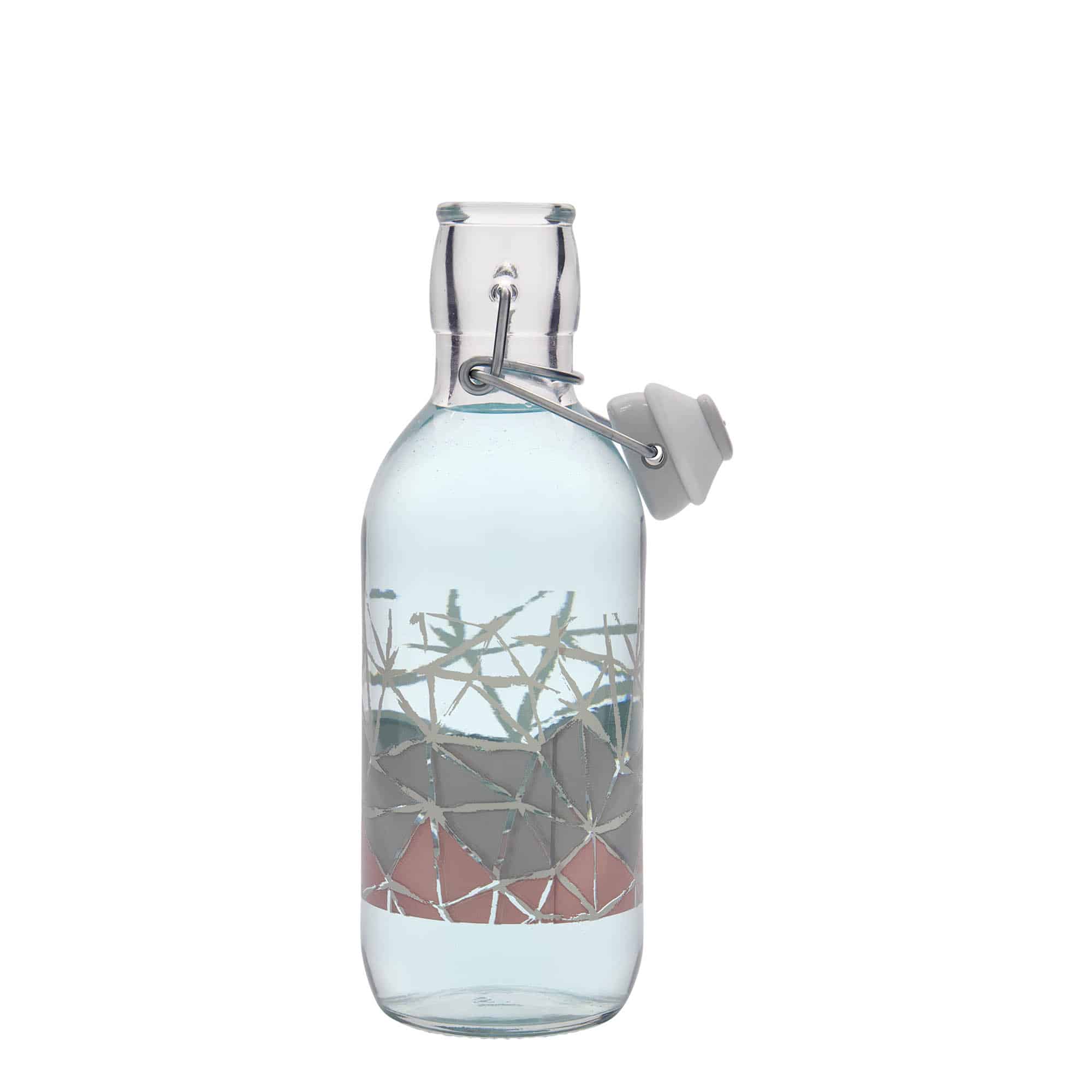 Skleněná lahev 500 ml 'Emilia', motiv: Manolibera rosa, uzávěr: třmenový uzávěr