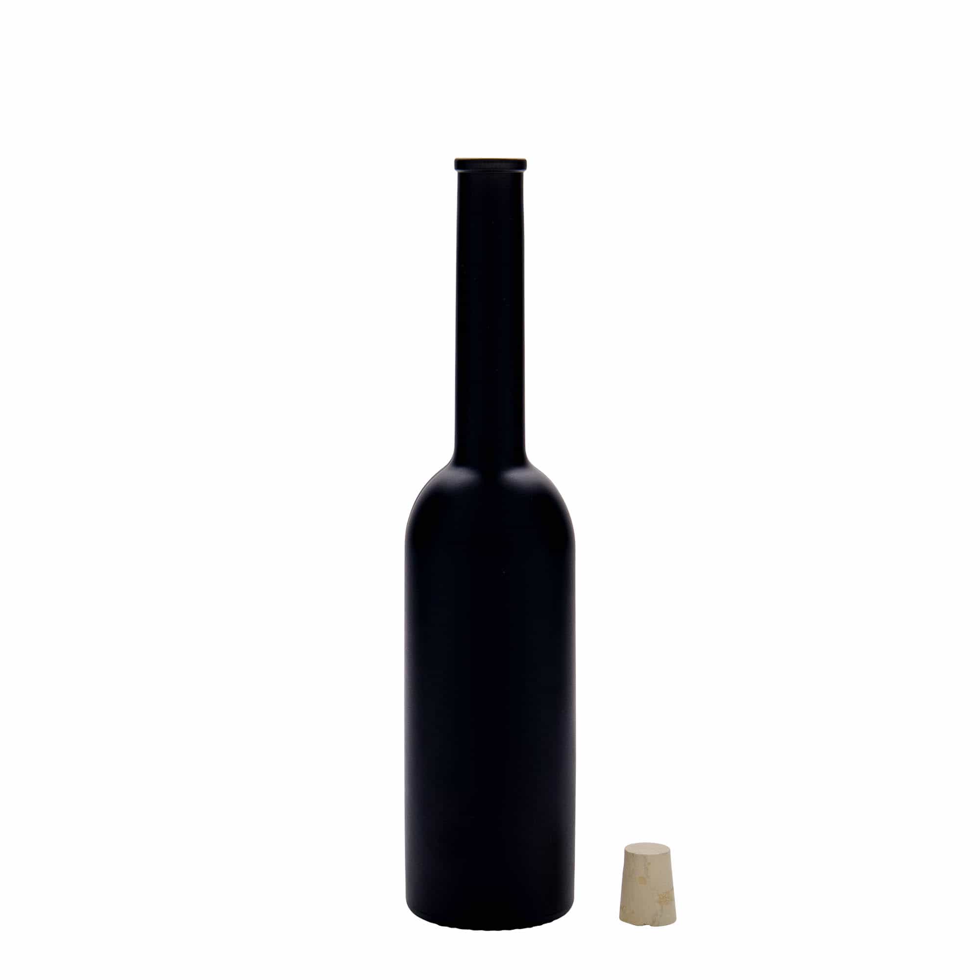 Skleněná lahev 200 ml 'Opera', černá, uzávěr: korek
