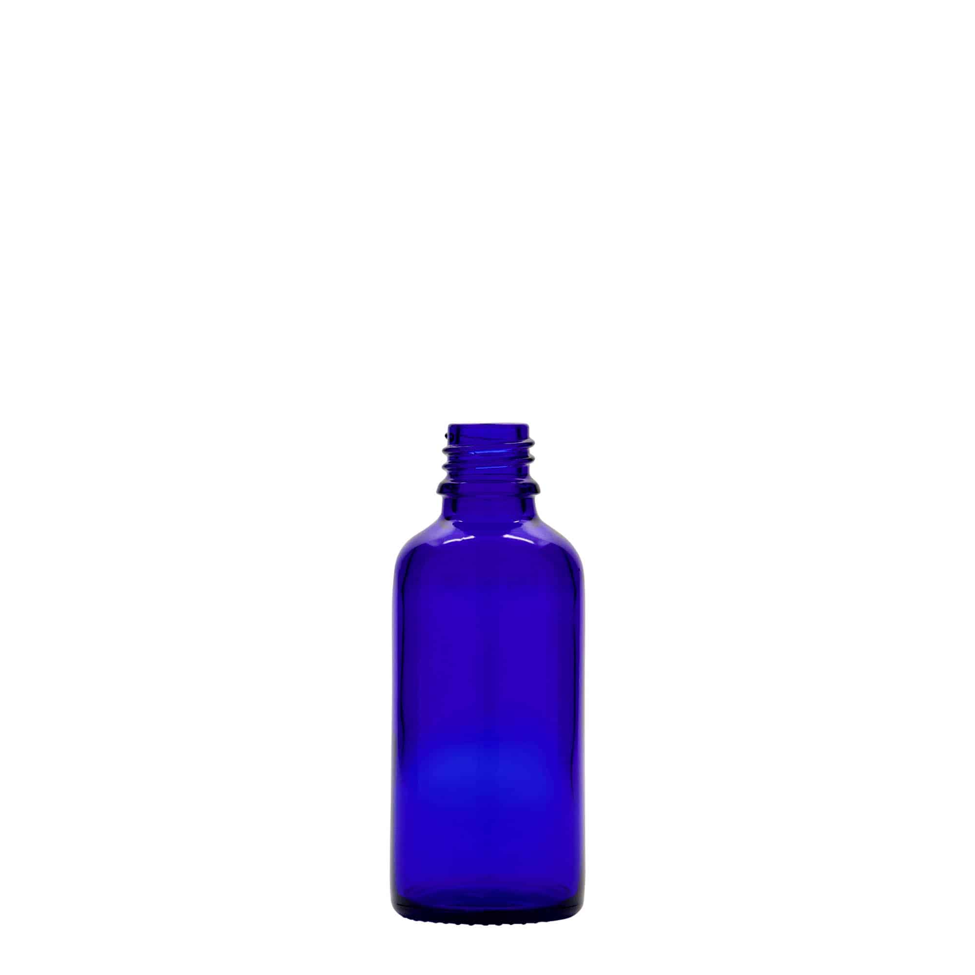 Lékovka 50 ml, sklo, královská modř, ústí: DIN 18