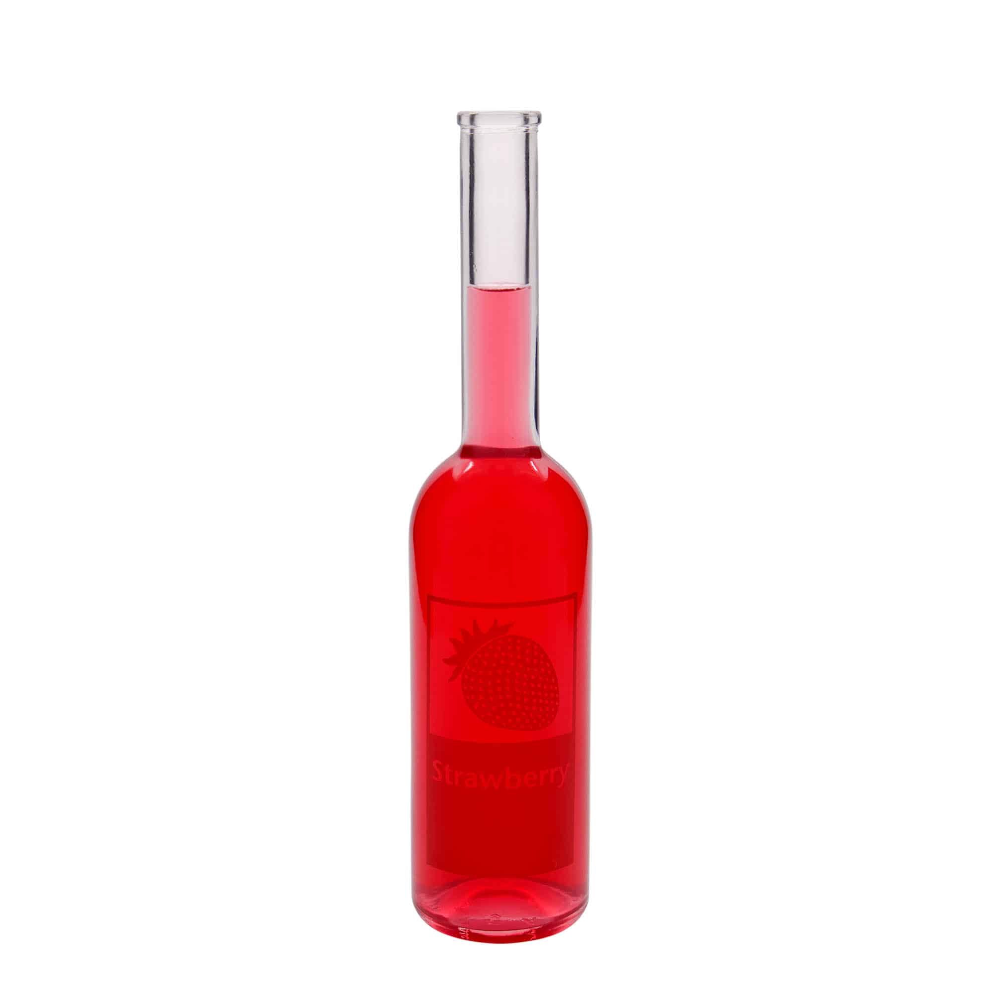Skleněná lahev 500 ml 'Opera', motiv: Strawberry, uzávěr: korek