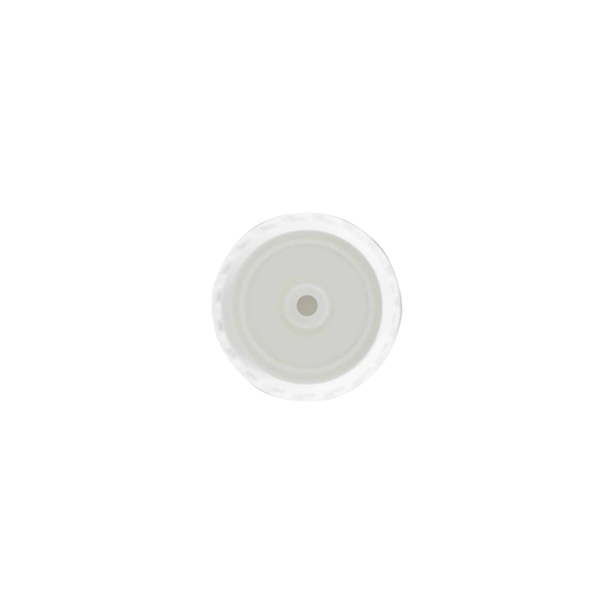 Šroubovací uzávěr s výklopnou krytkou, plast PP, bílý, pro ústí: GPI 24/410