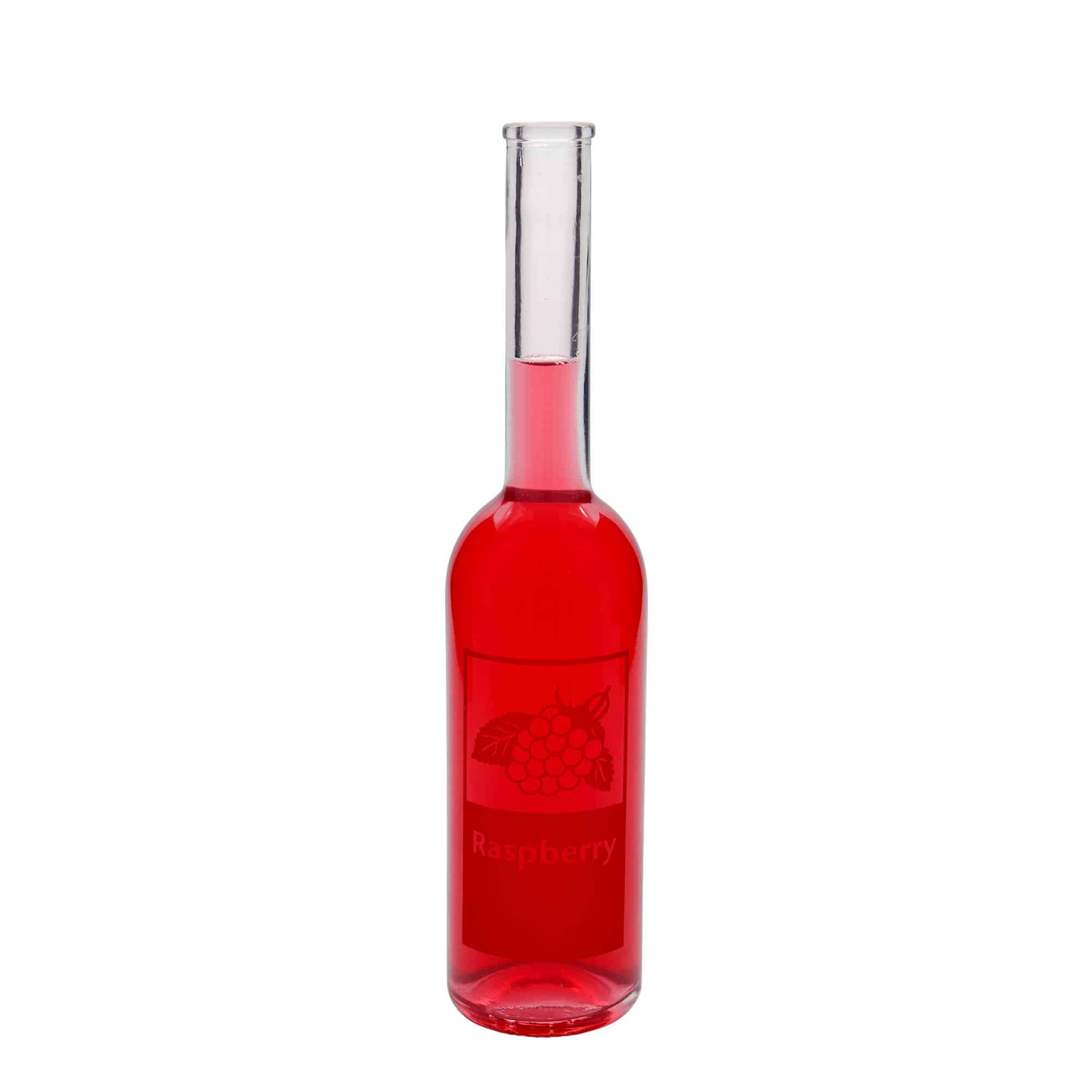 Skleněná lahev 500 ml 'Opera', motiv: Raspberry, uzávěr: korek