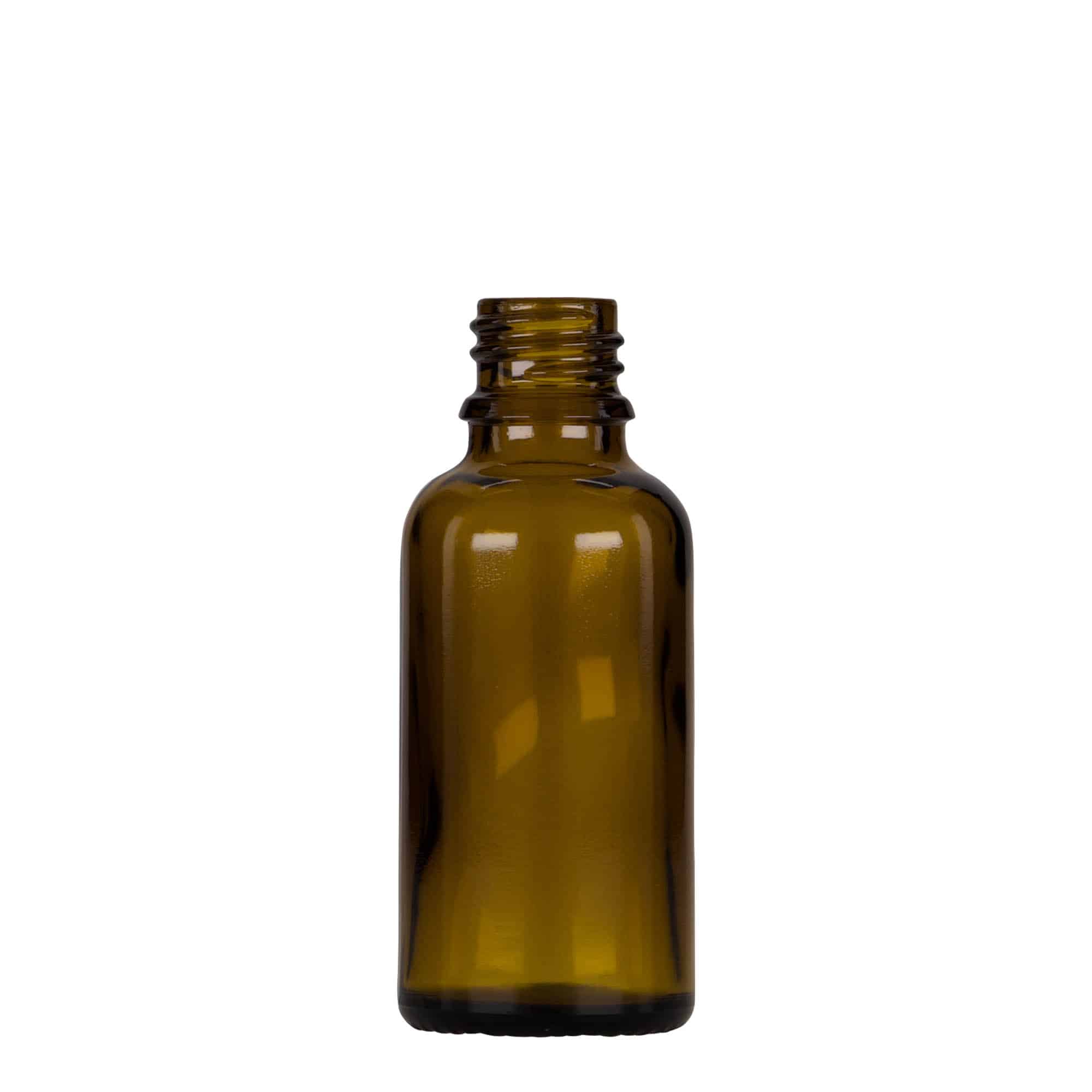 Lahvička na léky s pipetou 30 ml, sklo, hnědočerná, ústí: DIN 18
