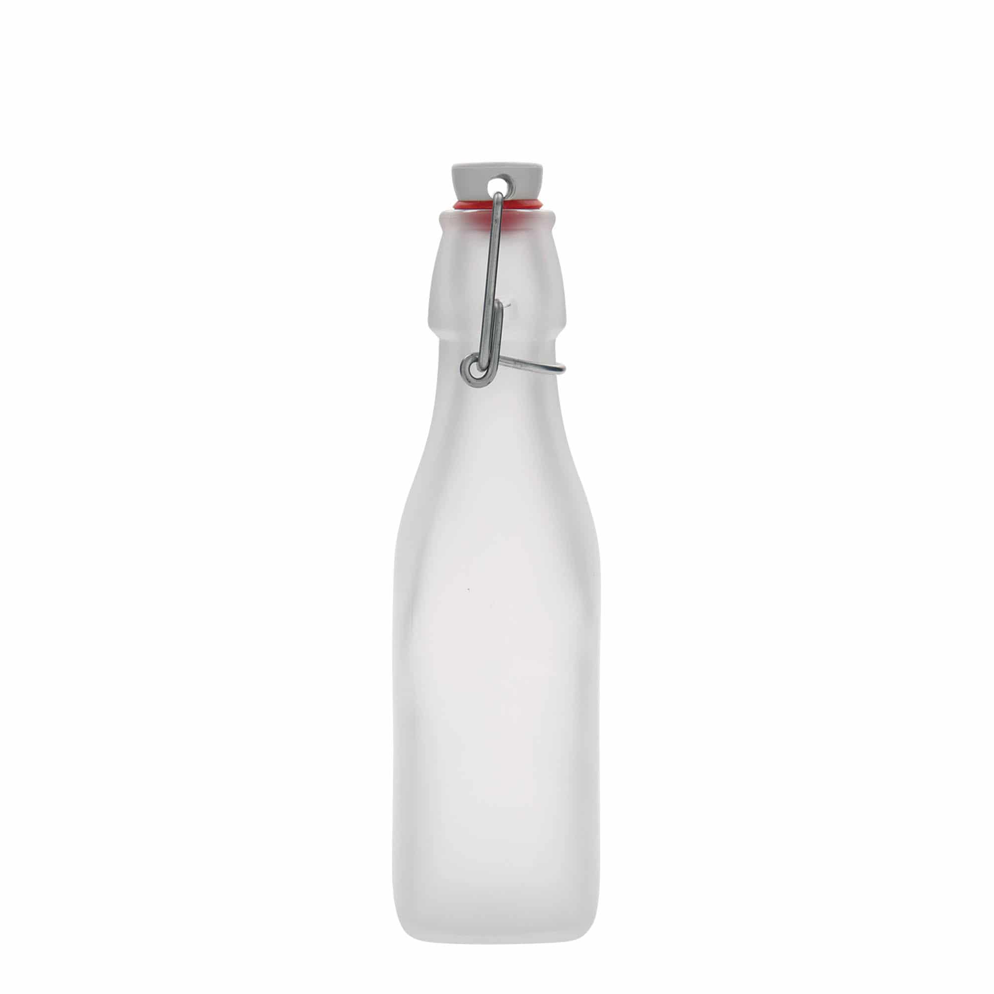 Skleněná lahev 250 ml , 'Swing', čtvercová, bílá, uzávěr: třmenový uzávěr