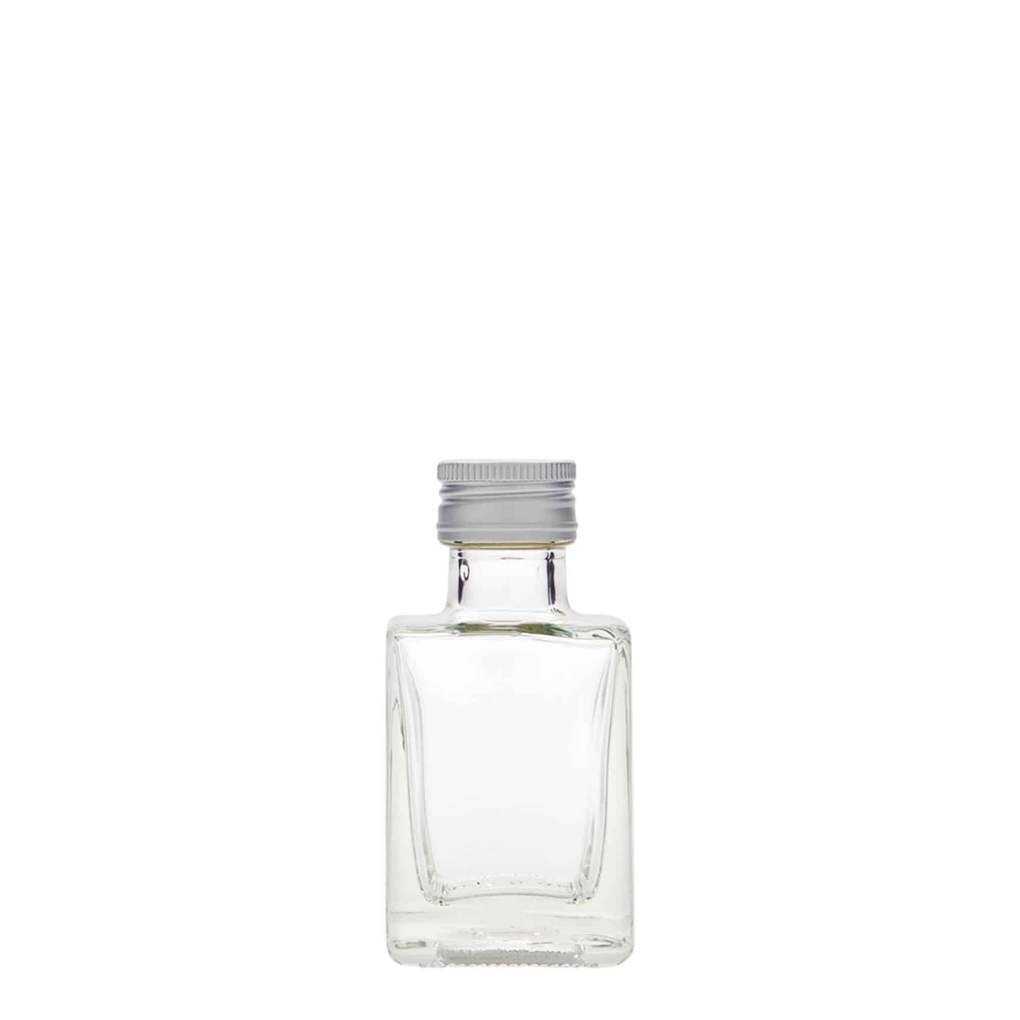 Skleněná lahev 50 ml 'Cube', čtvercová, uzávěr: PP 24