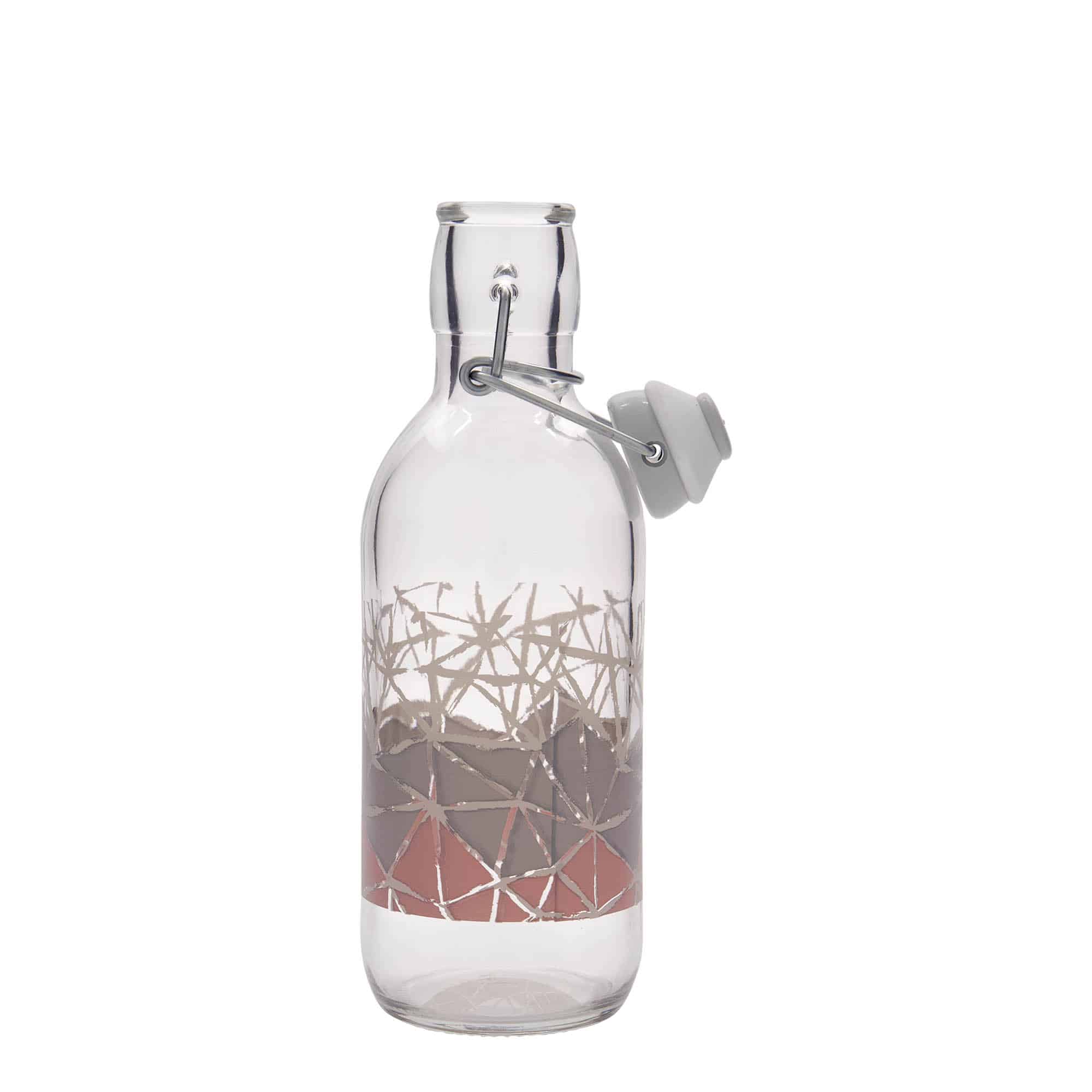 Skleněná lahev 500 ml 'Emilia', motiv: Manolibera rosa, uzávěr: třmenový uzávěr